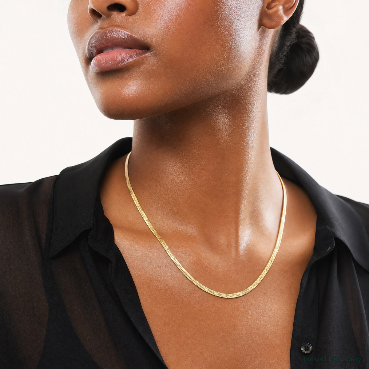 14k 2.5mm Silky Herringbone Chain - Model Shot
