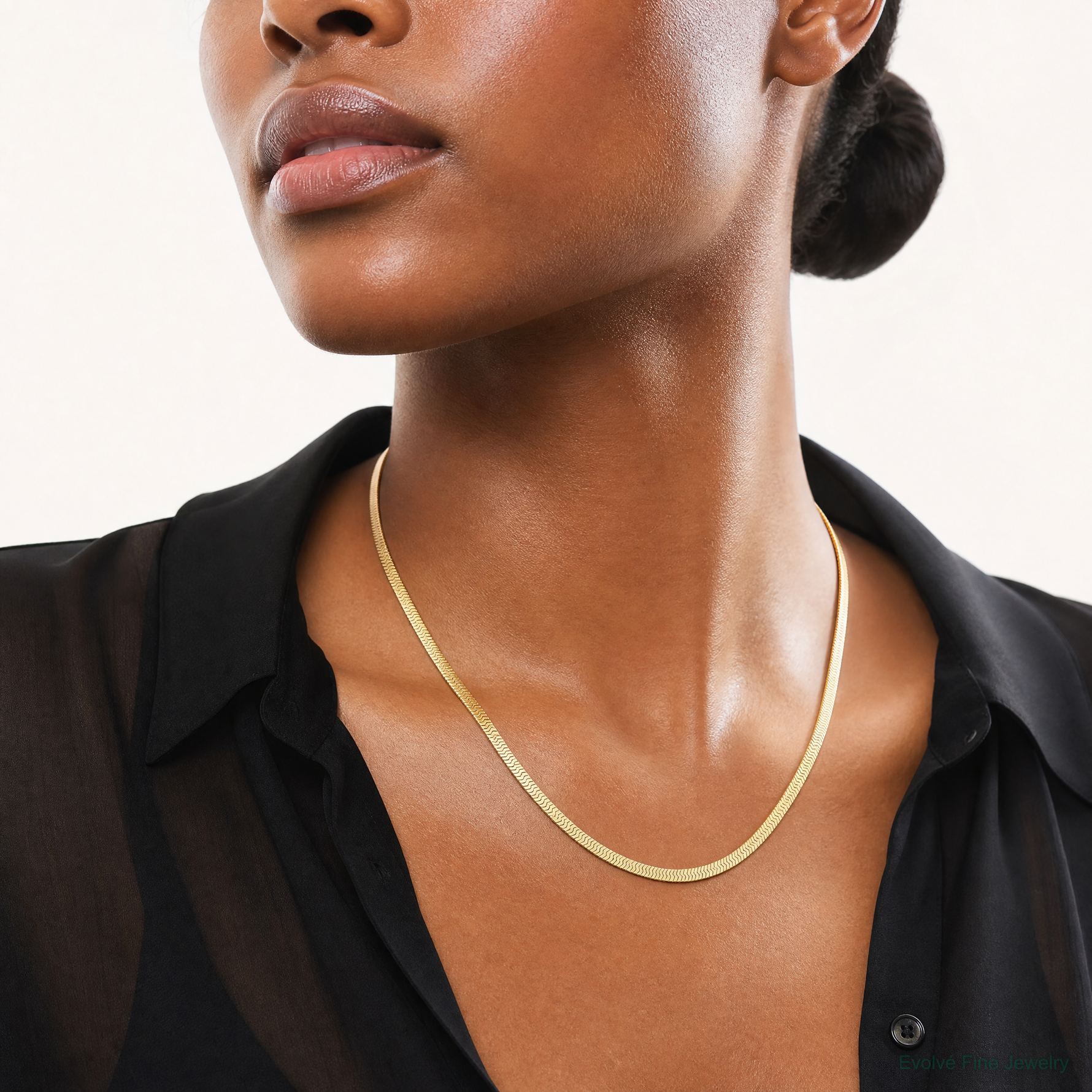 14k 2.5mm Silky Herringbone Chain - Model Shot