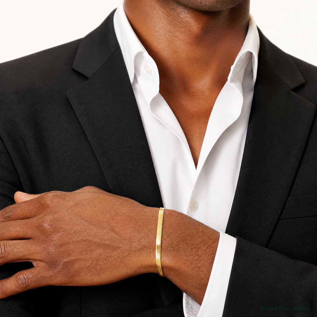 14k 3mm Silky Herringbone Chain - Model Shot