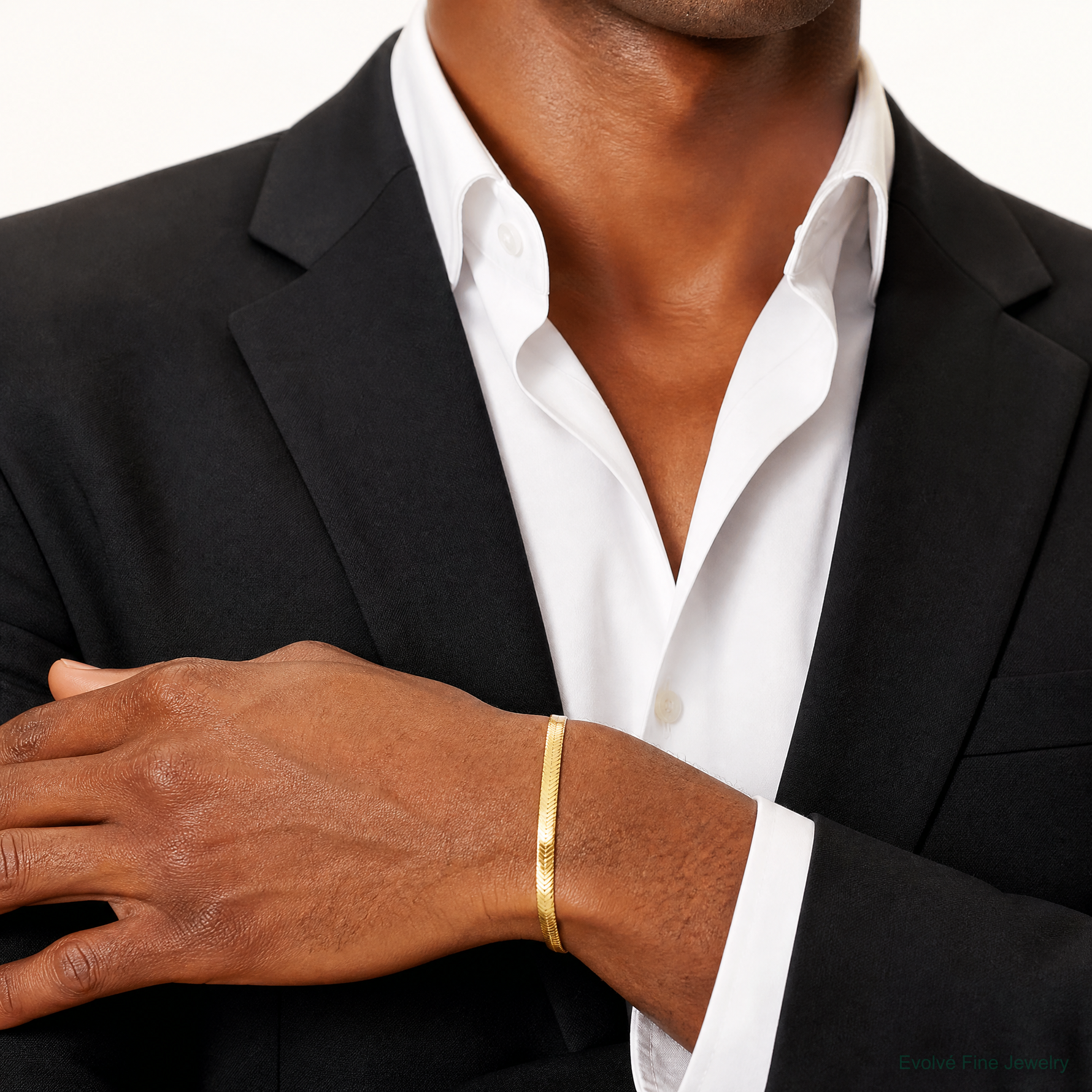 14k 3mm Silky Herringbone Chain - Model Shot