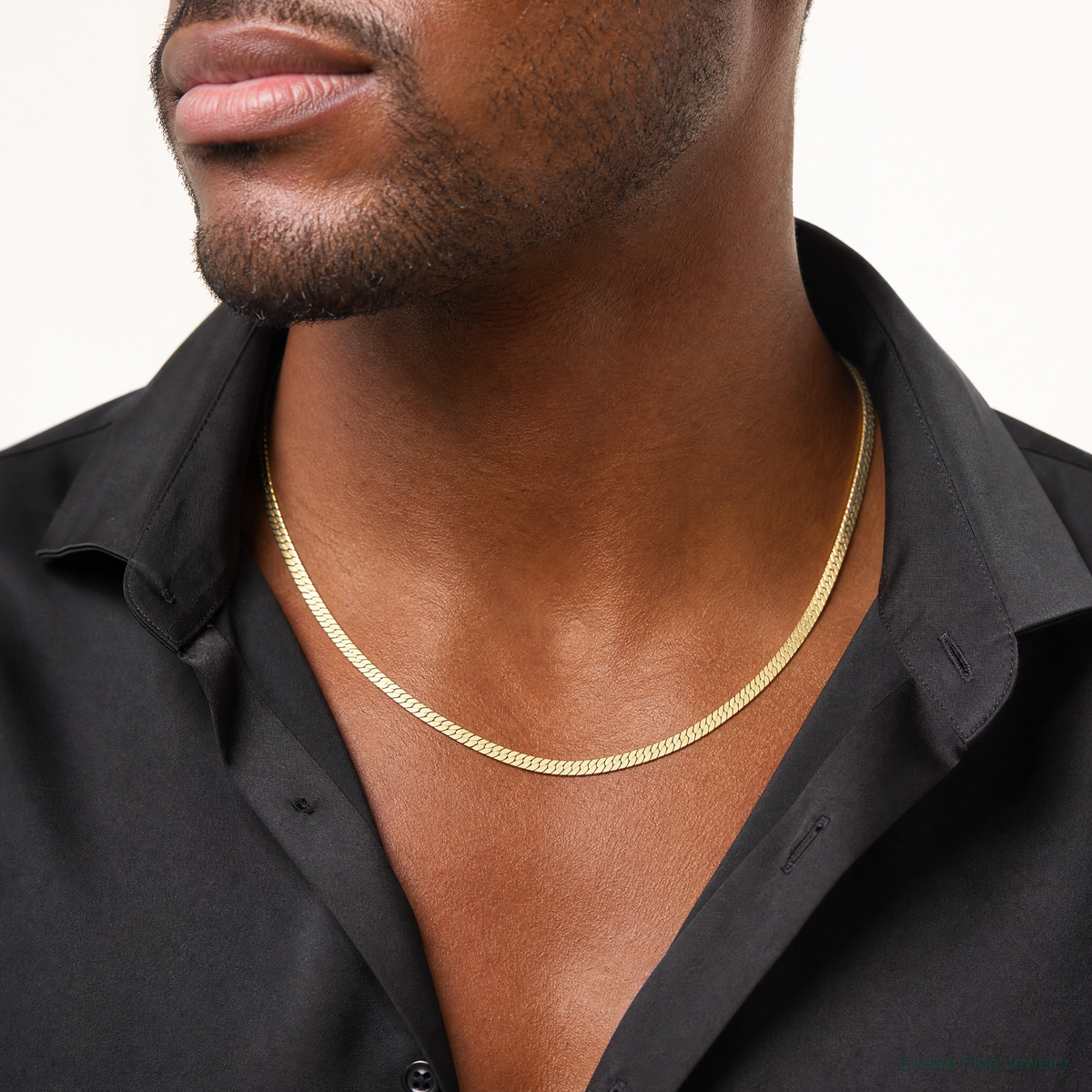 14k 5.5mm Silky Herringbone Chain - Model Shot