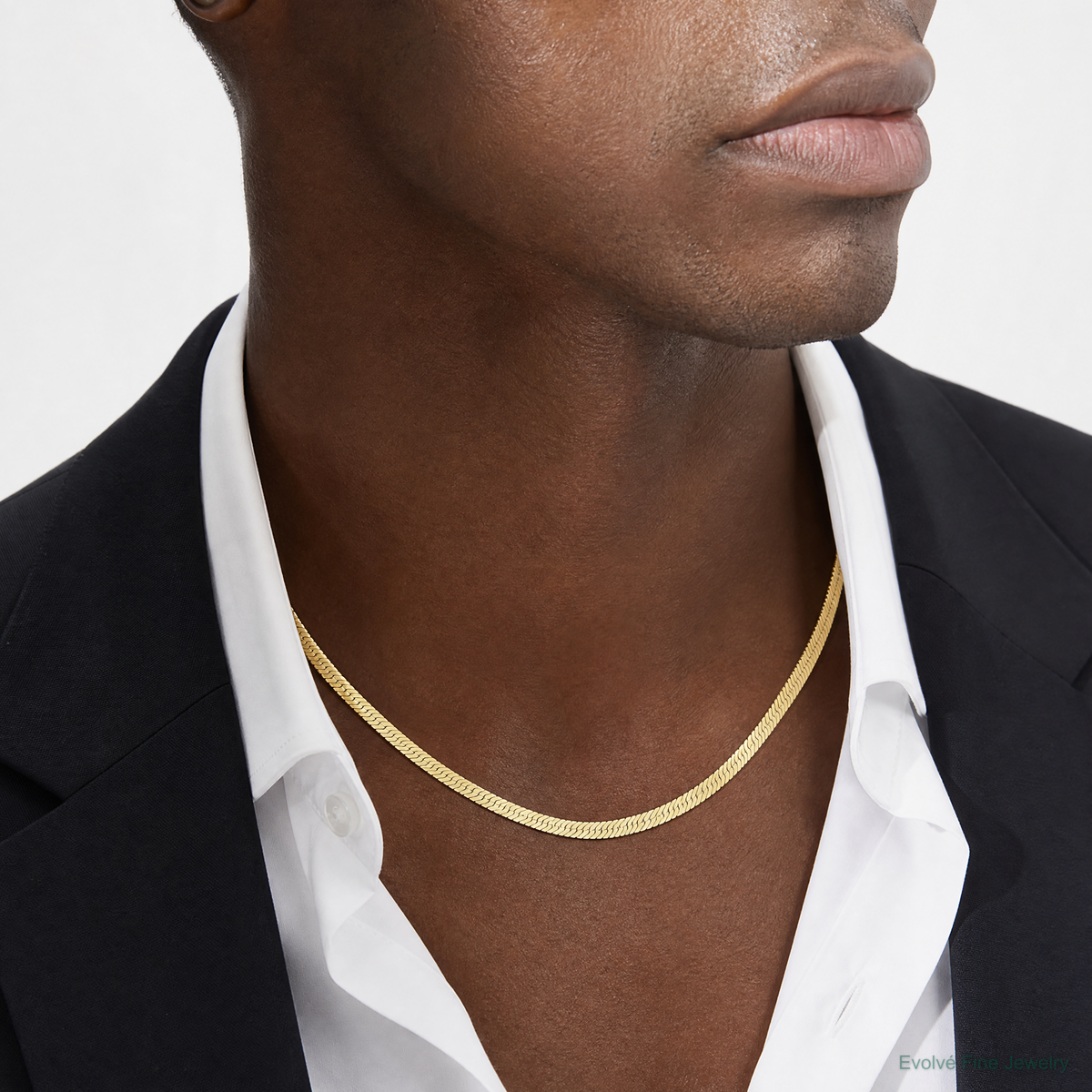 14k 6.5mm Silky Herringbone Chain - Model Shot