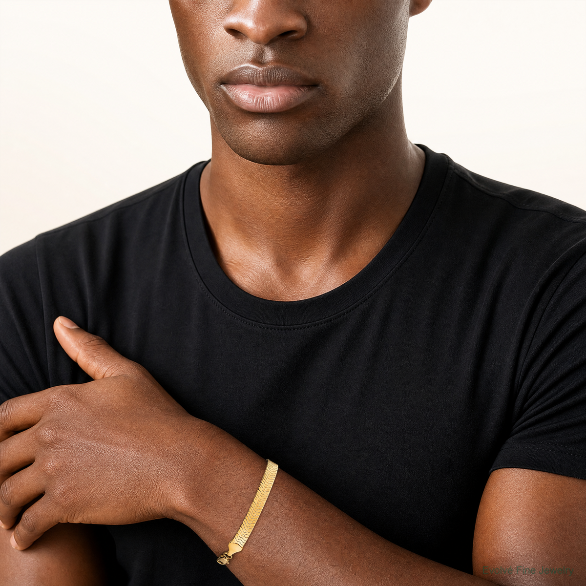 14k 10mm Silky Herringbone Chain - Model Shot