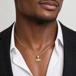 14k Small Brushed Diamond-cut Top Charm - Model Shot
