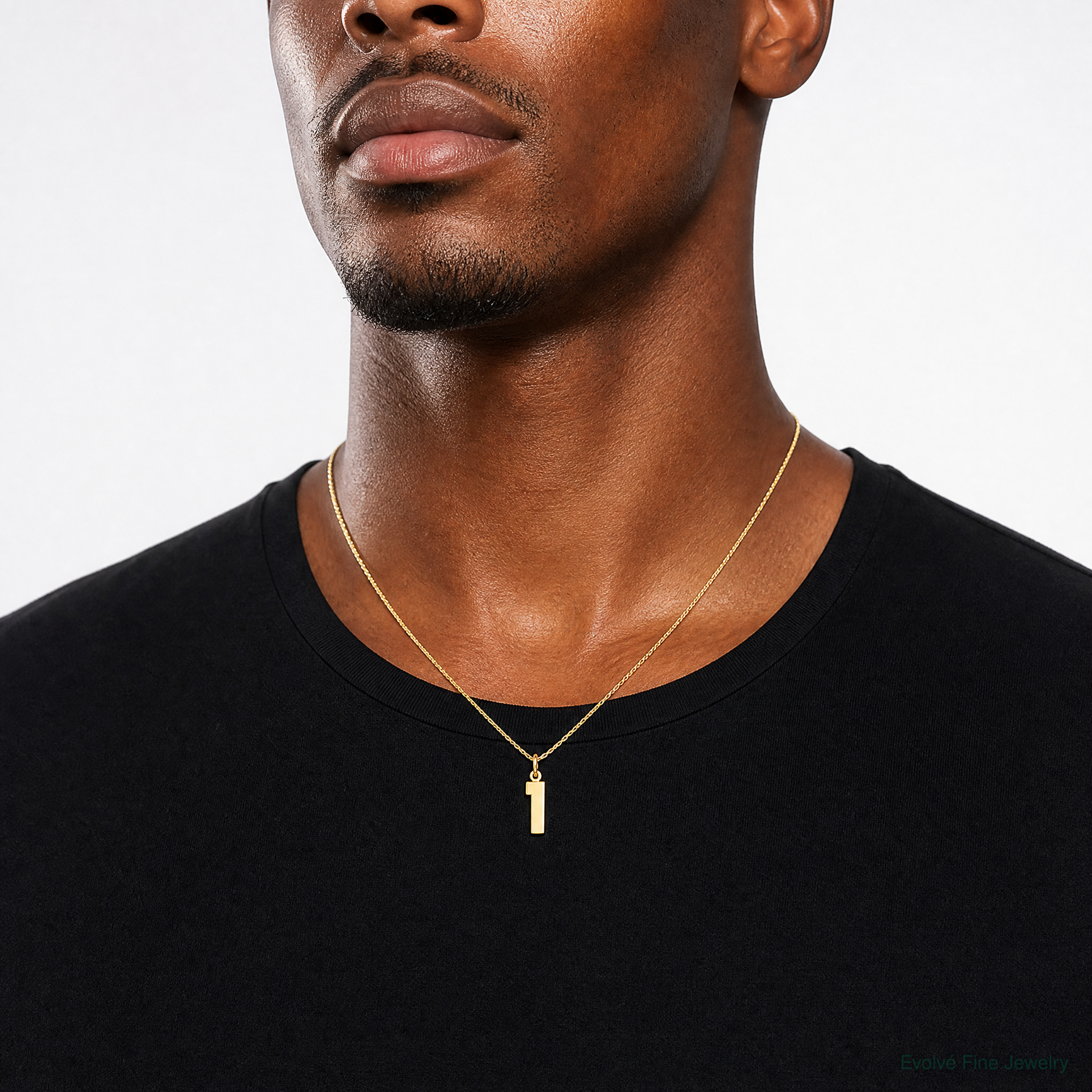 14k Small Polished Number 1 Charm - Model Shot
