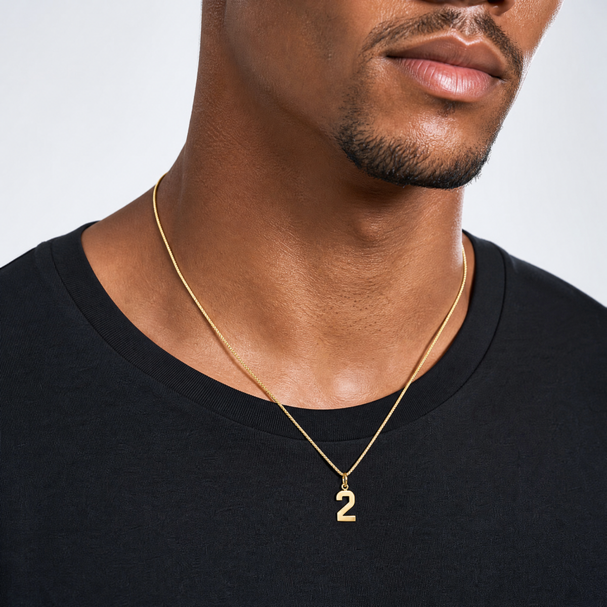 14k Small Polished Number 2 Charm - Model Shot
