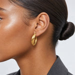 14k Polished Hoop Earring Jackets - Model Shot