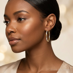 Leslie's 10K w/Rhodium Oval Hinged Hoop Earrings - Model Shot