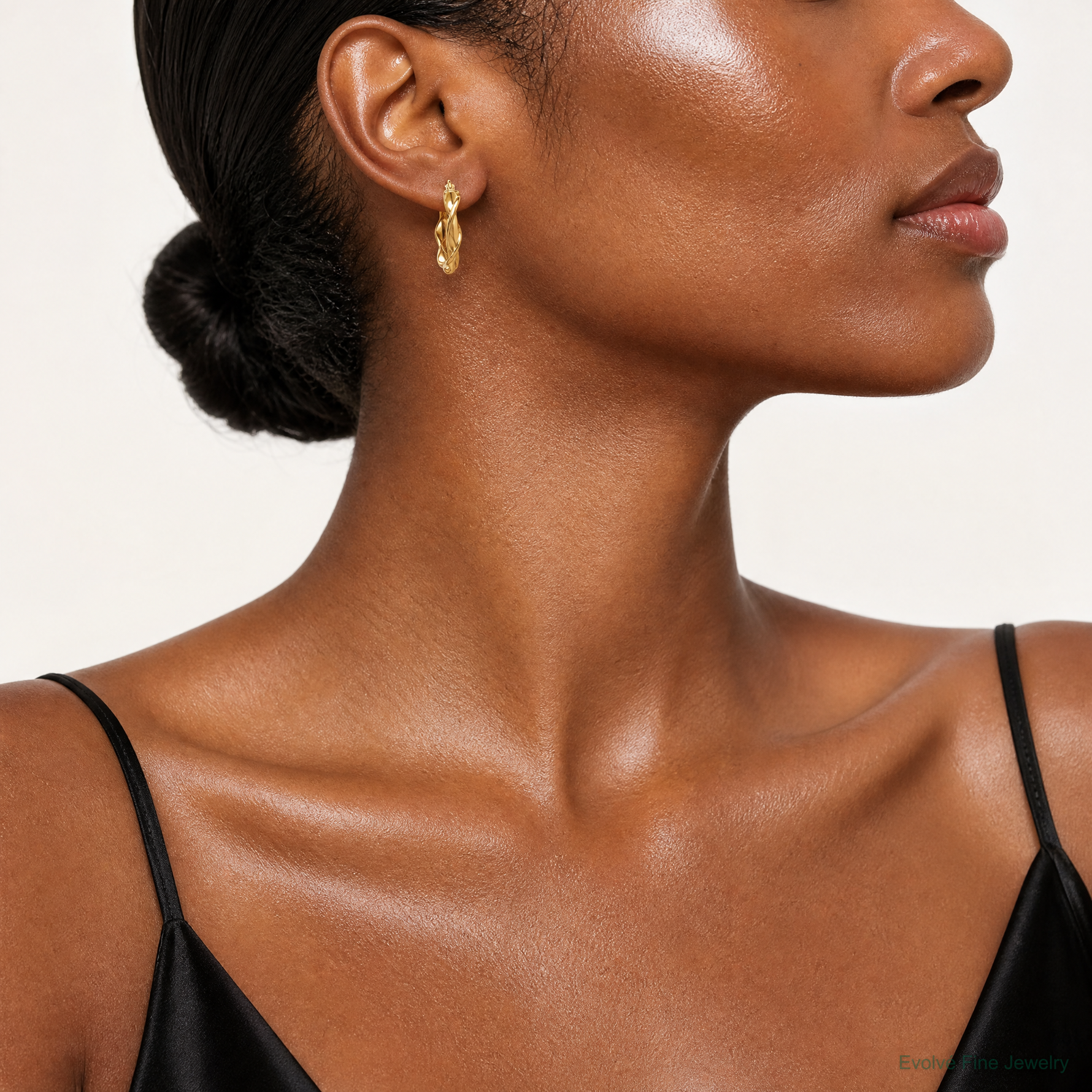 14k 4.00mm Twisted Hoop Earrings - Model Shot