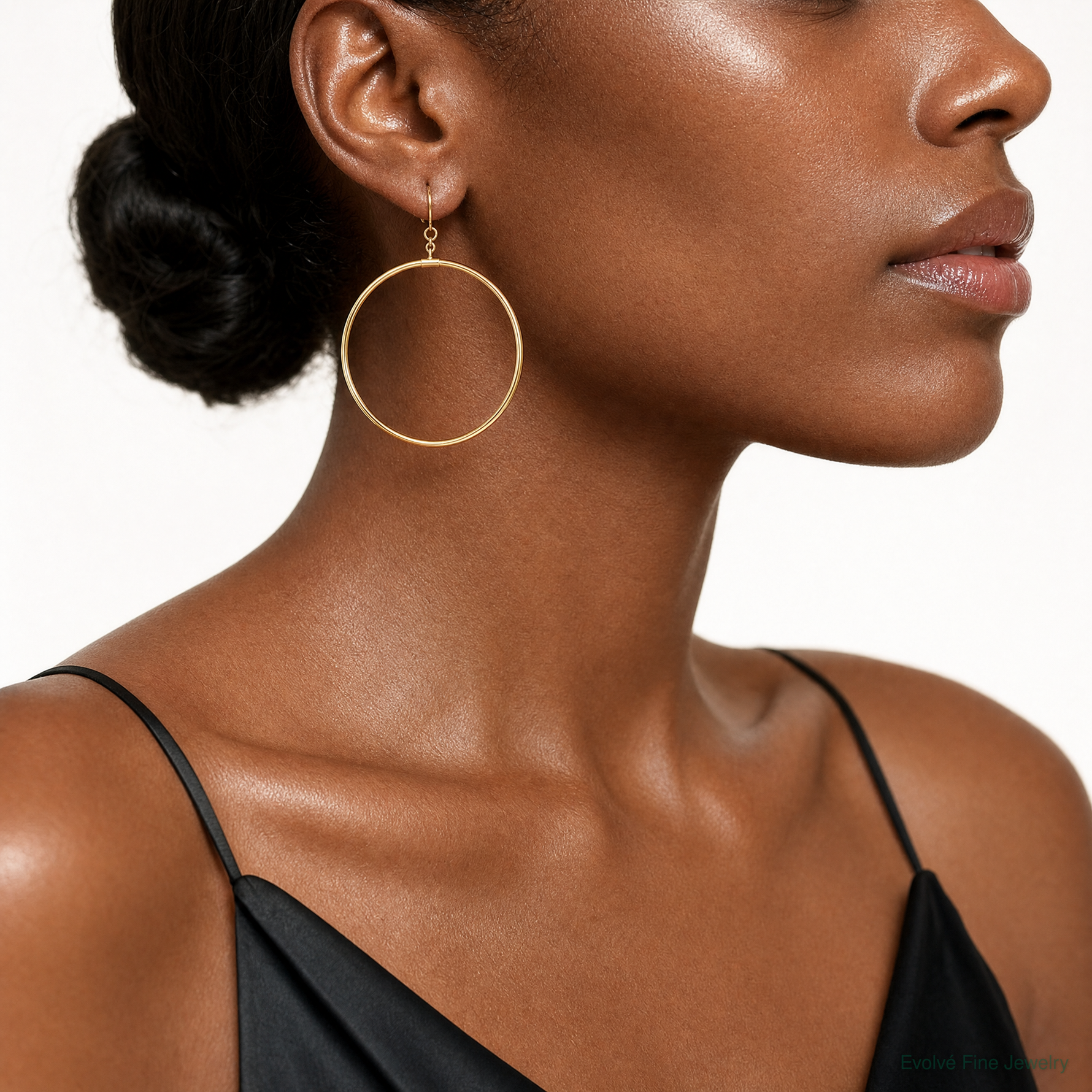 14k Tube Hoop Dangle Earrings - Model Shot