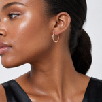 14k Rose Gold Diamond-cut Polished Hoop Earrings - Model Shot