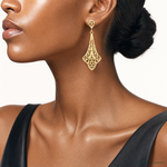 14K D/C Filigree Dangle Post Earrings - Model Shot