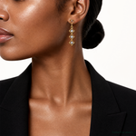 14k w/RH D/C Heart and Diamond Shape Post Dangle Earrings - Model Shot