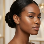 14k Gold Polished Bow Post Earrings - Model Shot