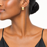 14K Polished Omega Back Earrings - Model Shot