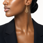 14K w/Rhodium accent Diamond-cut Criss-Cross Wire Earrings - Model Shot