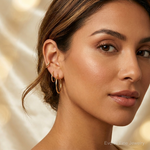 14k Polished Endless Hoop 3 Piece Set - Model Shot