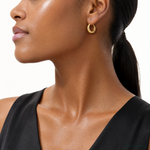 14K Polished Diamond-cut Hoop Earrings - Model Shot