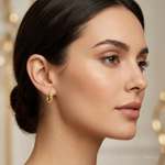 14K Polished and Textured Braided Hinged Hoop Earrings - Model Shot