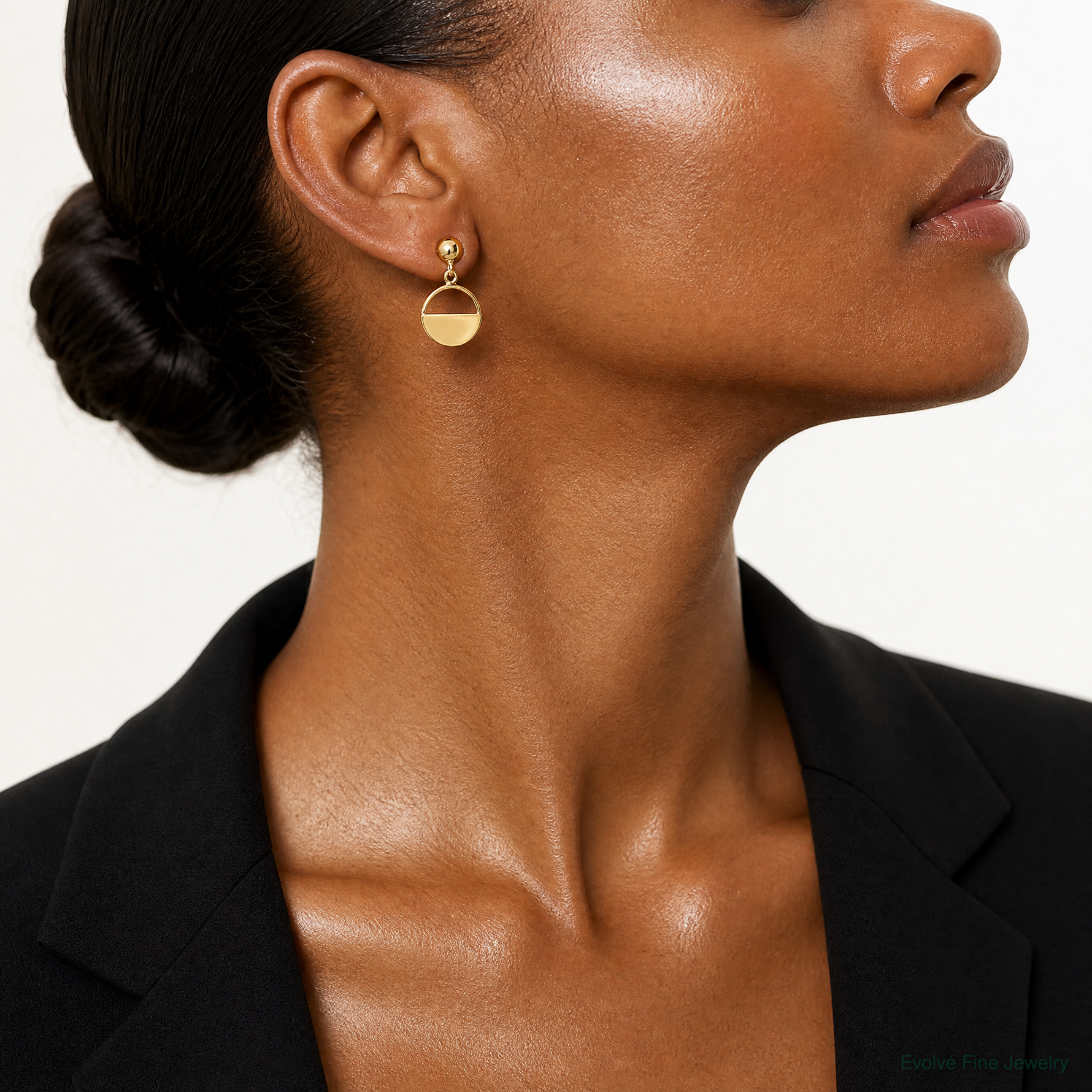 14K Polished Contemporary Dangle Post Earrings - Model Shot