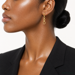 14K Polished Circle Link Post Earrings - Model Shot