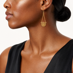14k Polished Cut Out Hollow Dangle Earrings - Model Shot