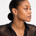 14K Polished and Diamond-cut Omega Back Earrings - Model Shot