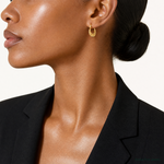 14k Polished Fancy Hoop Earrings - Model Shot