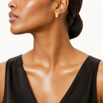 14k Polished Puffed Oval Hoop Earrings - Model Shot