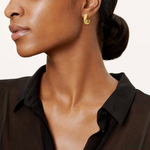 14K Polished Geometric C-Hoop Post Earrings - Model Shot