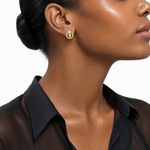 14K and White Rhodium Polished and D/C Post Earrings - Model Shot