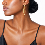 14K Polished and Textured Dangle Bar Leverback Earrings - Model Shot
