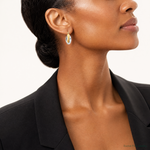 14k Two-tone Polished Knife-edge Double Hoop Earrings - Model Shot