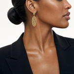 14K Oval Dangle Earrings - Model Shot