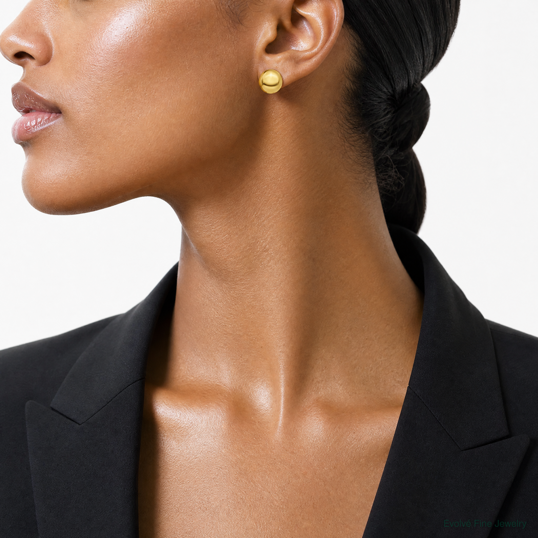 14k 15.50mm Button Post Earrings - Model Shot