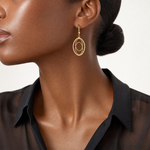 14K Gold Textured and Polished Dangle Leverback Earrings - Model Shot