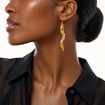 14k Polished Glitter Infused Spiral Dangle Earrings - Model Shot