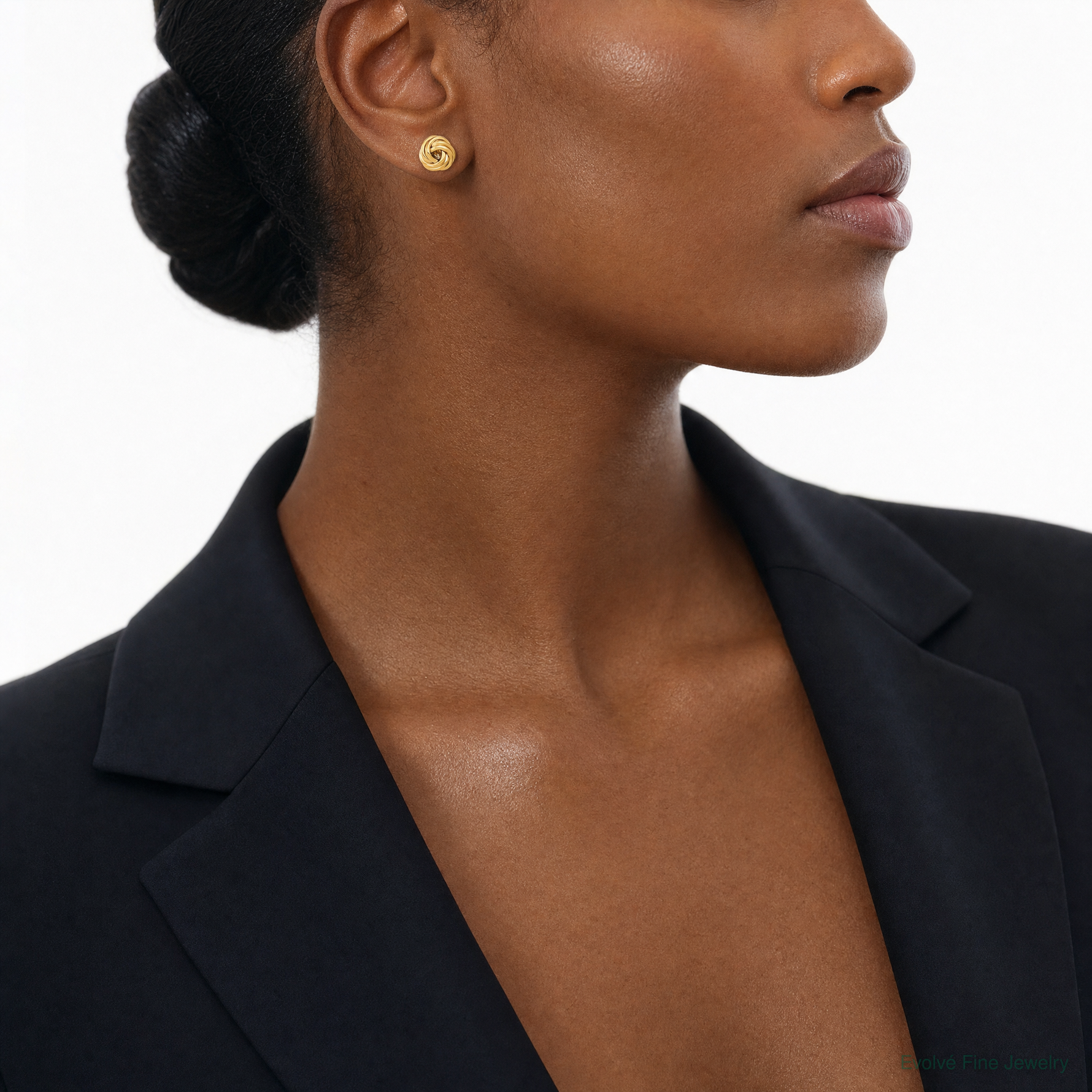 14k Polished Love Knot Post Earrings - Model Shot