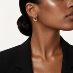 14k Polished Hearts Hoop Earrings - Model Shot