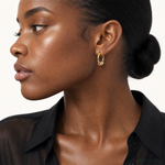 14K w/White RH and Rose-tone Polished Beads Endless Hoop earrings - Model Shot
