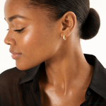 14k 5mm Diamond-cut Rhodium Hoop Earrings - Model Shot