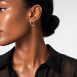 14k White Gold Heart Hoop Earrings - Model Shot
