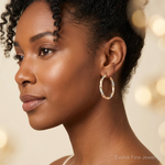 Leslie's Sterling Silver Tri-color Twisted Hinged Hoop Earrings - Model Shot