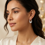 Leslie's Sterling Silver Rhodium-plated Polished Claddagh Hoop Earrings - Model Shot