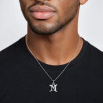 14KW Diamond-cut Letter M Initial Charm - Model Shot