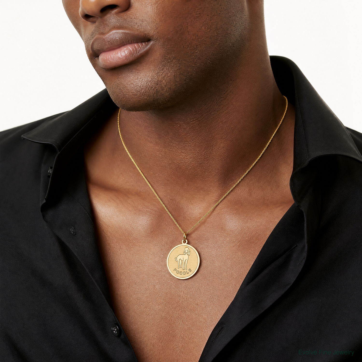 14k Poodle Disc Charm - Model Shot