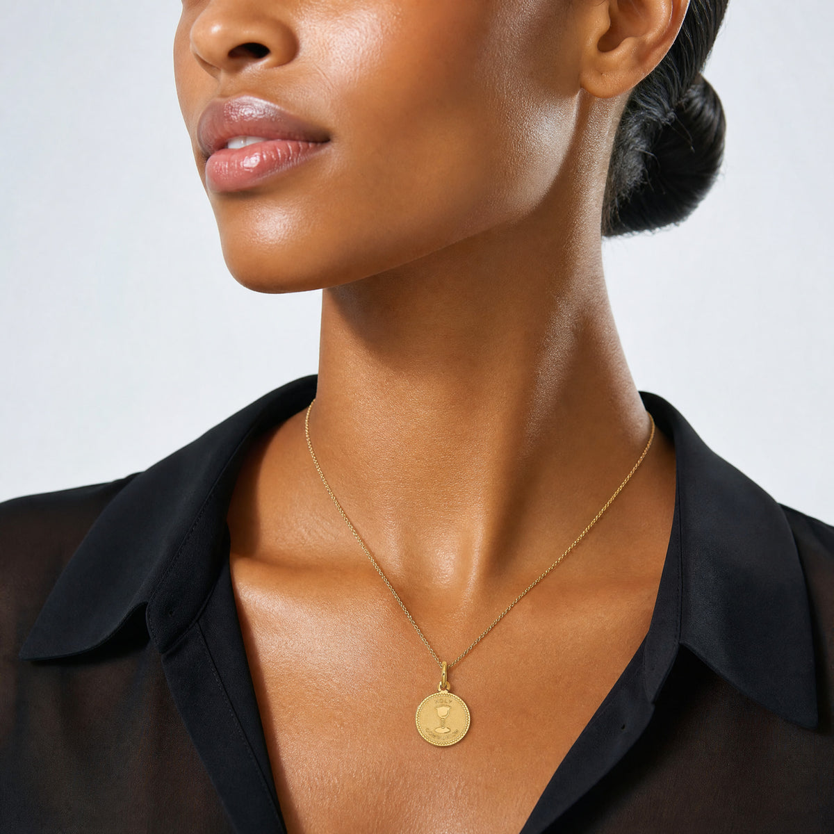 14k Holy Communion Charm - Model Shot