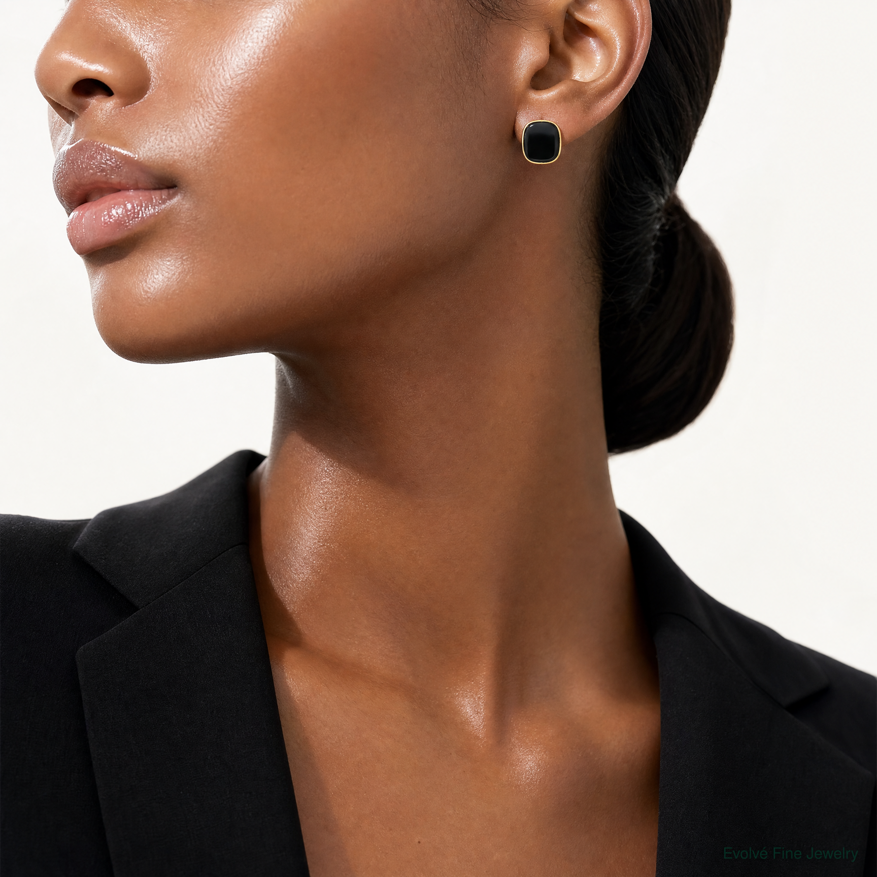 14k Black Onyx Earrings - Model Shot