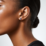14k White Gold 4mm Sapphire Stud Earrings - Model Shot