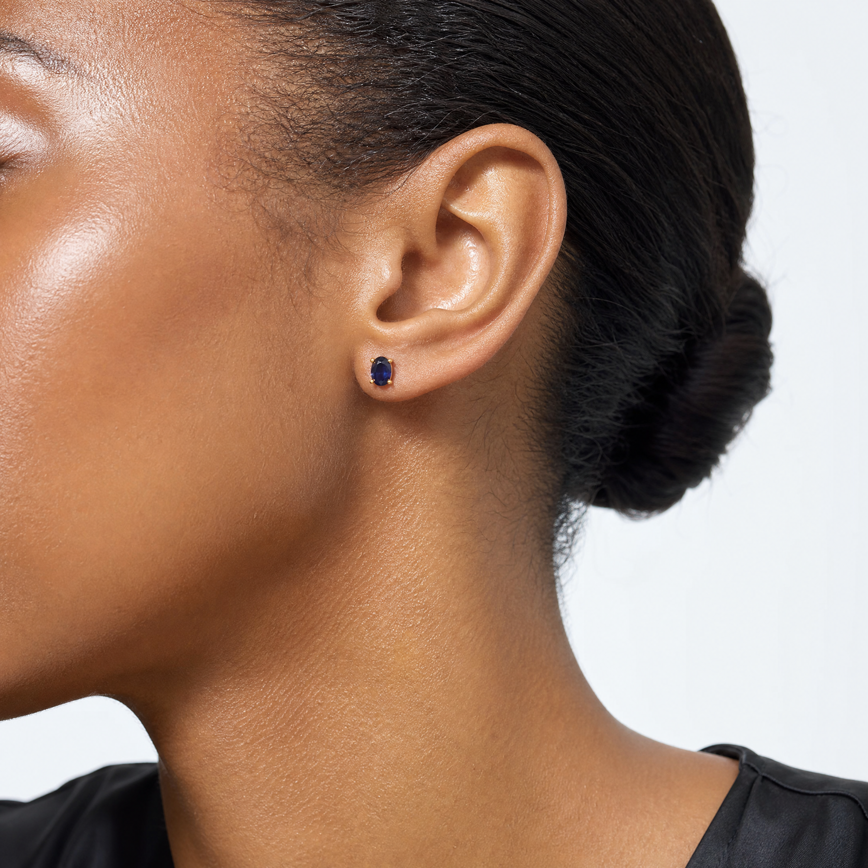 14k Sapphire Earrings - September - Model Shot